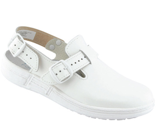 AWC 19500-01-55 Clogs Sandale Küche Berufsschuhe ohne Stahlkappe weiss Leder Größe 36 - 47